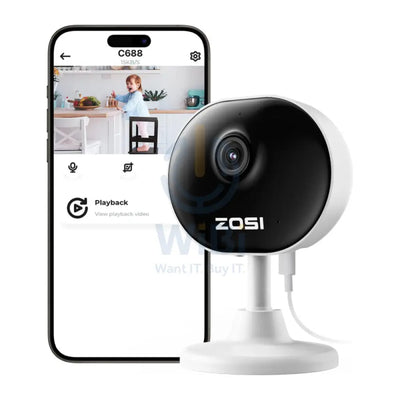 ZOSI C688 Indoor Wi-Fi Camera with AI Motion Detection - 2.0MP / Two-Way Audio Cameras > Security Cameras