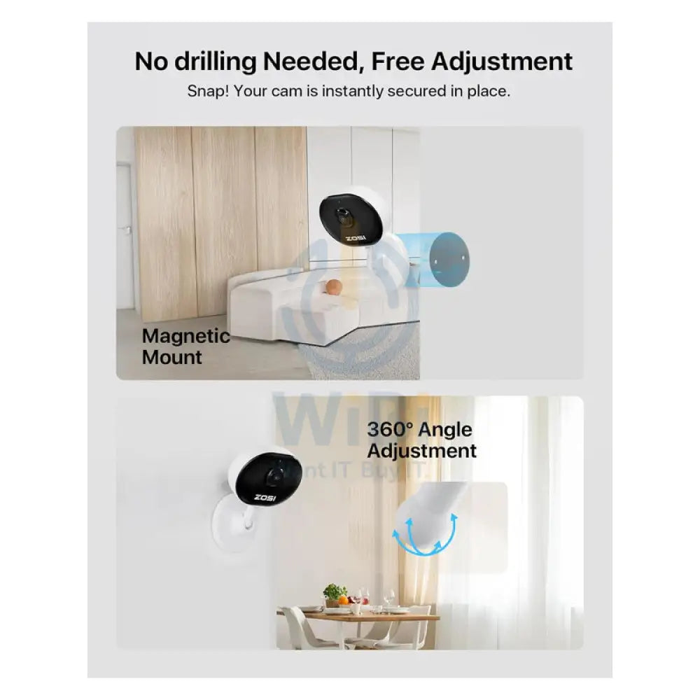 ZOSI C688 Indoor Wi-Fi Camera with AI Motion Detection - 2.0MP / Two-Way Audio Cameras > Security Cameras