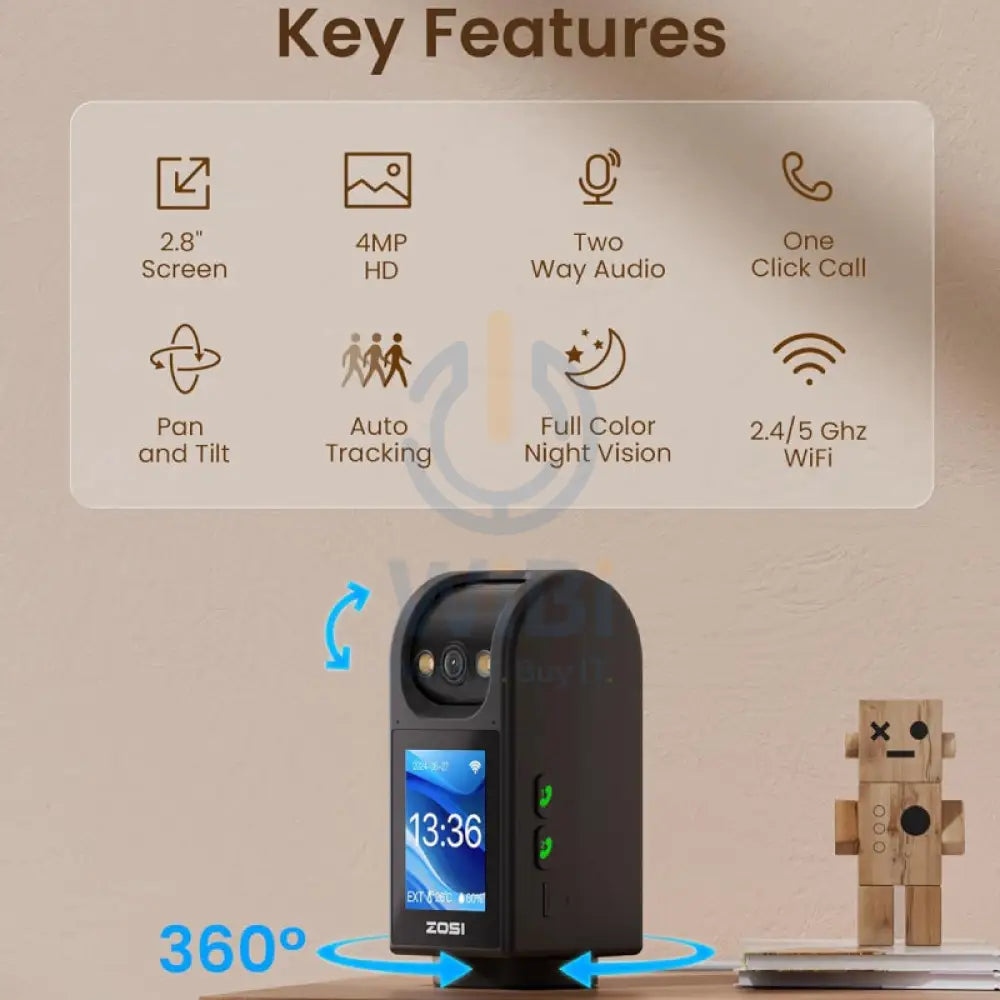 ZOSI Indoor 2 Way Video Calling Camera - 2.7’’ screen / 4.0MP / Human detection Cameras > Security Cameras