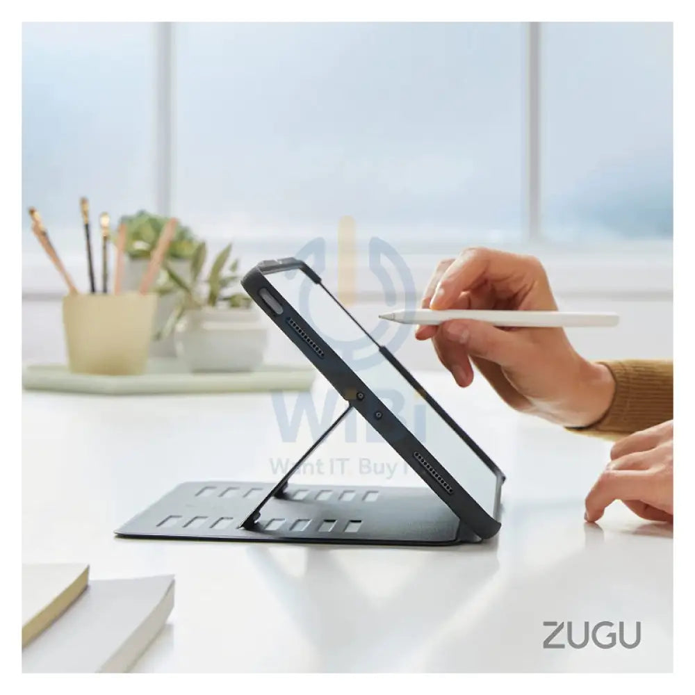 Bundle Offer - Zugu iPad Air 11"/10.9" (2020-2025) Alpha Case - Slate + Rain Design mStand Tablet Plus iPad Stand - Silver