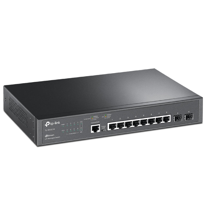 TP-Link (TL-SG3210) JetStream 8-Port Gigabit L2+ Managed Switch with 2 SFP Slots - 20Gbps / Micro-USB / LAN