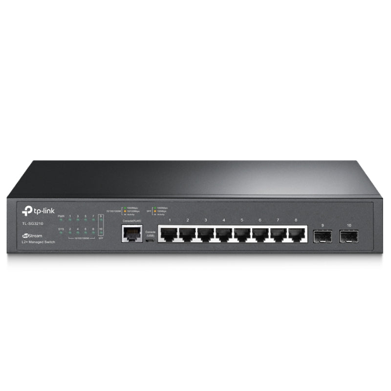 TP-Link (TL-SG3210) JetStream 8-Port Gigabit L2+ Managed Switch with 2 SFP Slots - 20Gbps / Micro-USB / LAN