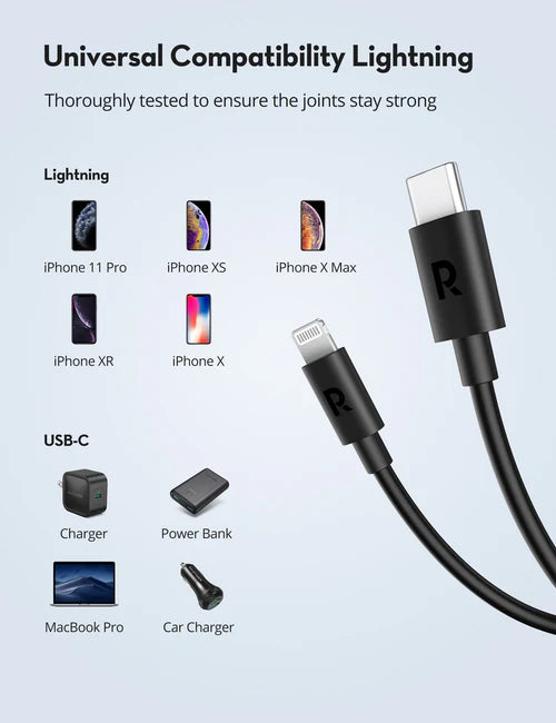 RAVPower RP-CB1016 TypeC-Lightning Cable 1m  TPE Black