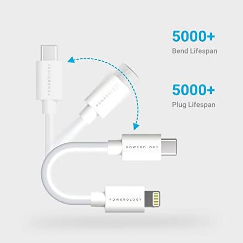 Powerology  USB-C to Lightning Connector Cable 0.25m – White