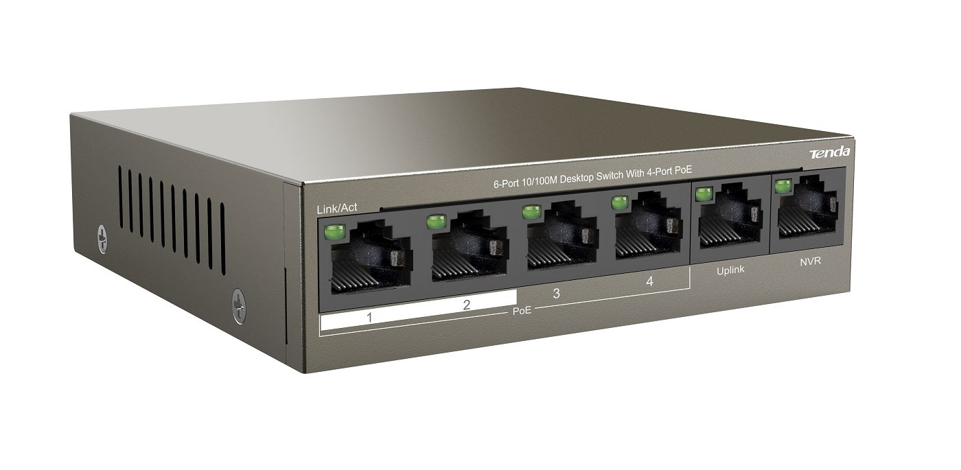 Tenda TEF1106P-4 6Port Switch 4FE PoE + 2FE Uplink 60W