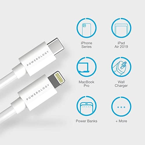 Powerology  USB-C to Lightning Connector Cable 0.25m – White