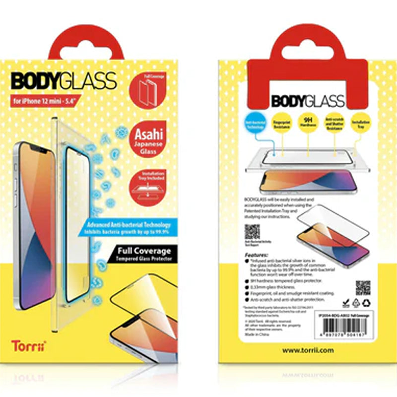 Torrii Bodyglass Anti-Bacterial Coating Full Coverage Curved For Apple iPhone 12 Mini - Black