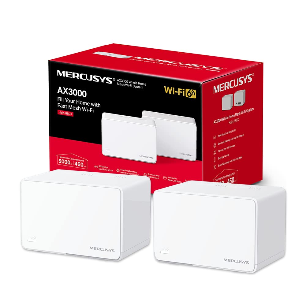 Mercusys H80X AX3000 Whole Home Mesh Wi-Fi 6 System - 2.4 GHz, 5 GHz / White