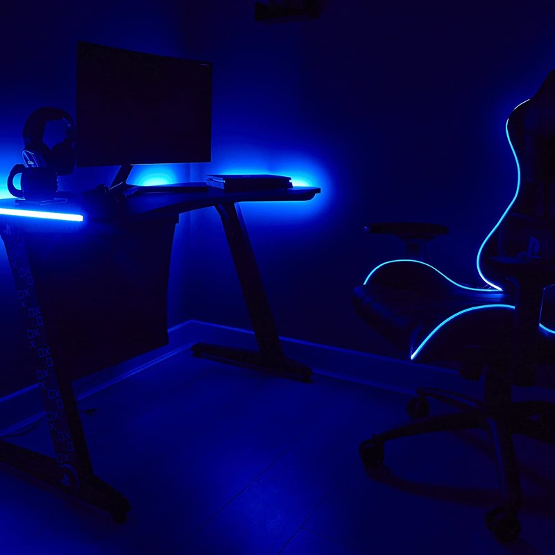 X-Rocker Sony PlayStation - Borealis PC Gaming Desk (2020) with LED's