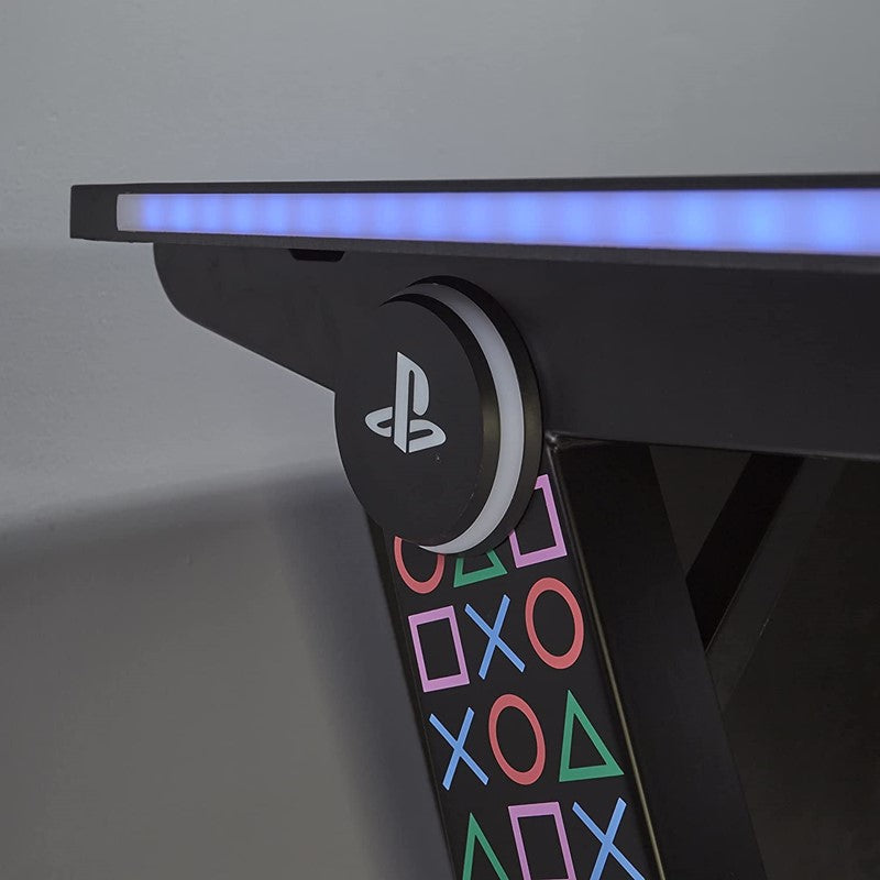 X-Rocker Sony PlayStation - Borealis PC Gaming Desk (2020) with LED's