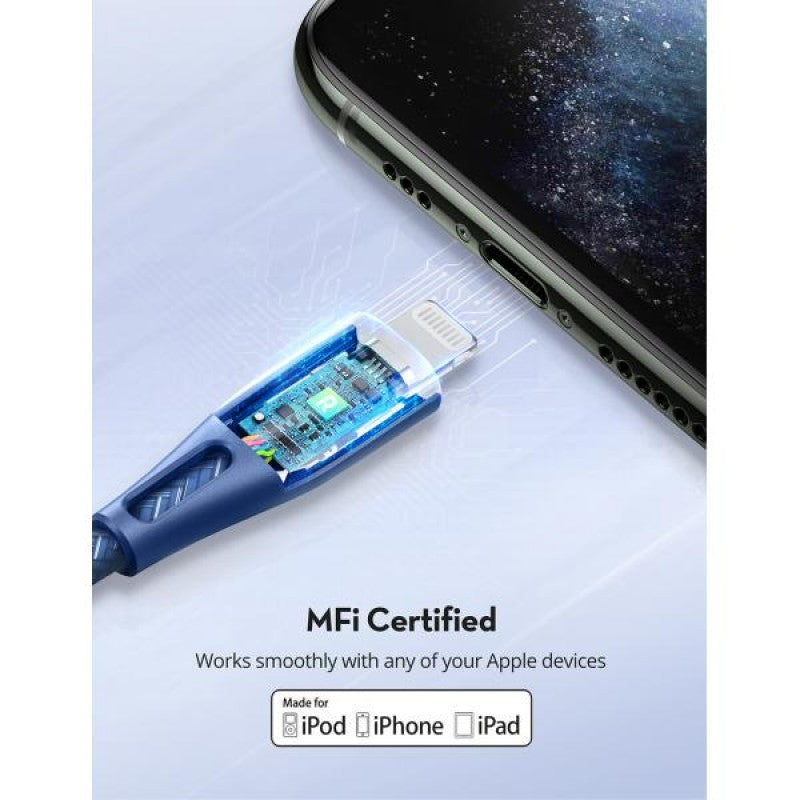 RAVPower Type-C to Lightning Cable 2m, Nylon Blue