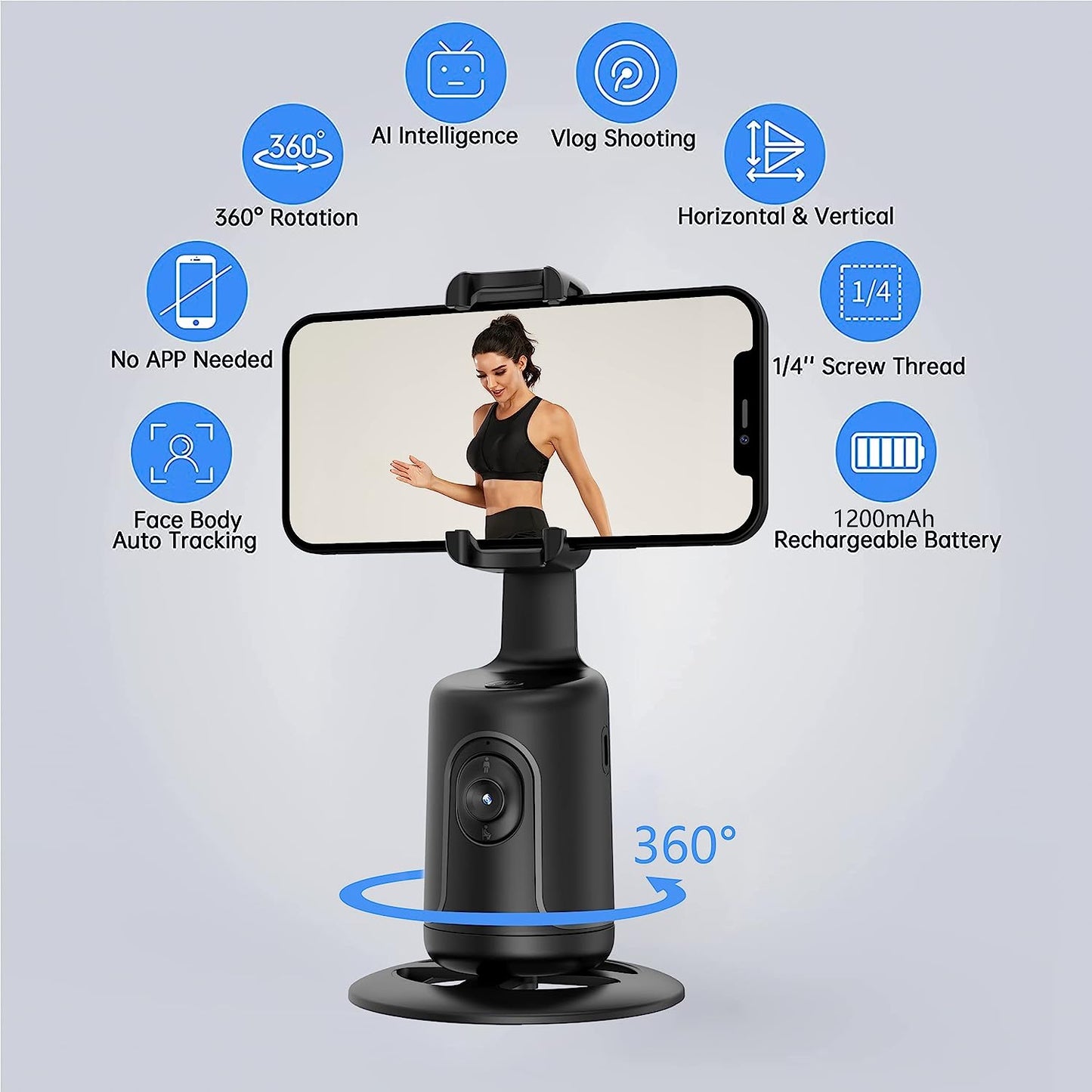 Yesido Auto Face Tracking Tripod Phone Camera Mount Holder – Black