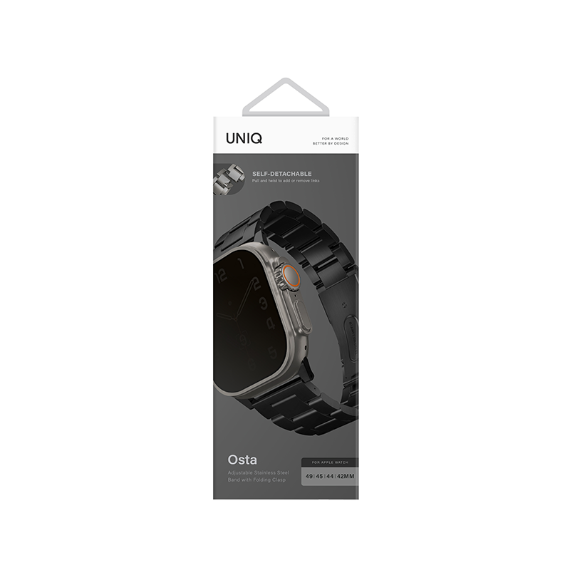 Uniq OSTA Apple Watch Stainless Steel Strap 42/44/45/49mm – Black