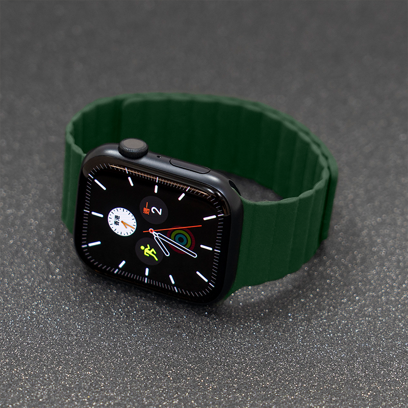 Torrii Saturn Silicone Magnetic Apple Watch Band For 49 / 45 / 44 / 42 mm - Forest Green