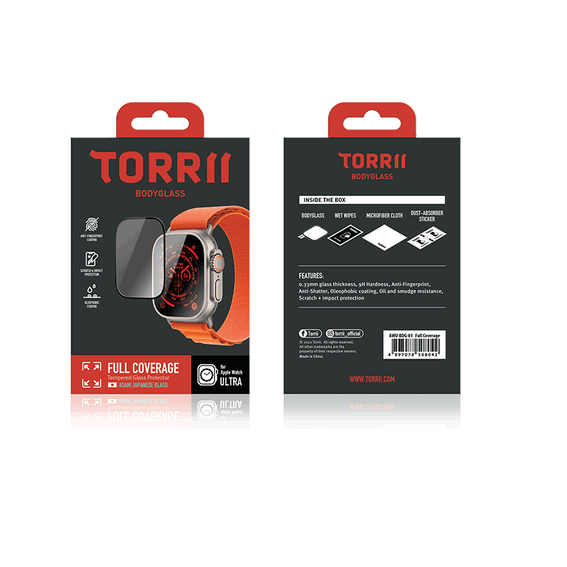 Torrii Bodyglass Screen Protector For Apple Watch Ultra - 49mm – Full Coverage Black