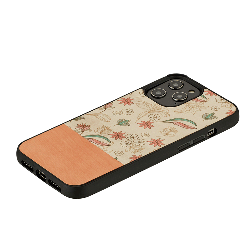 Wooden Case For iPhone 12 Pro Max - Pink Flower