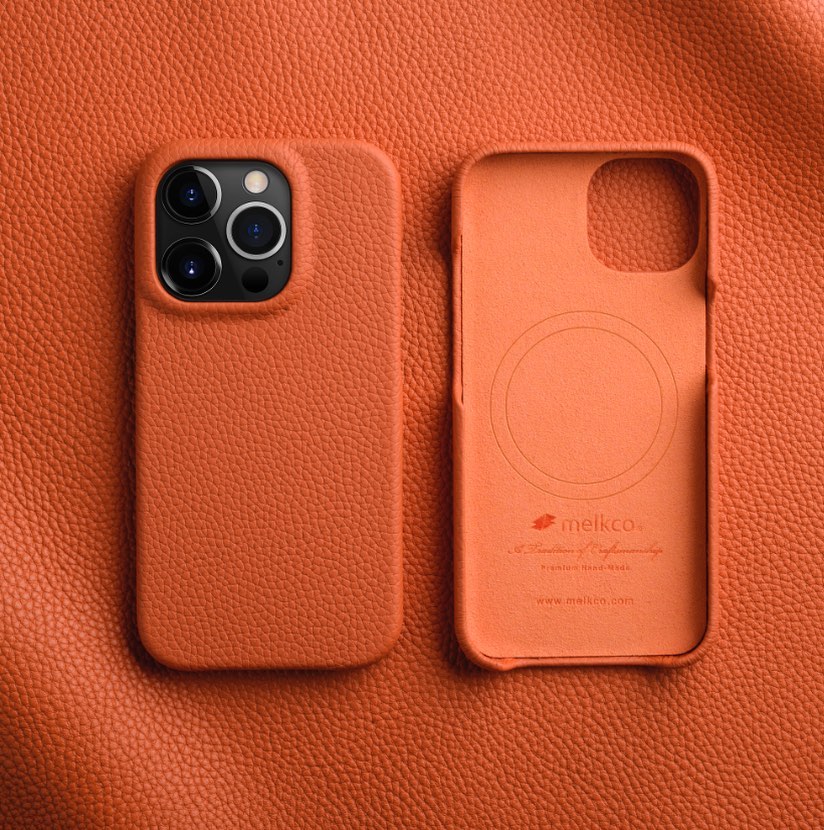 Melkco Back Snap Series Leather Regal Case - Apple iPhone 14 Pro / Orange