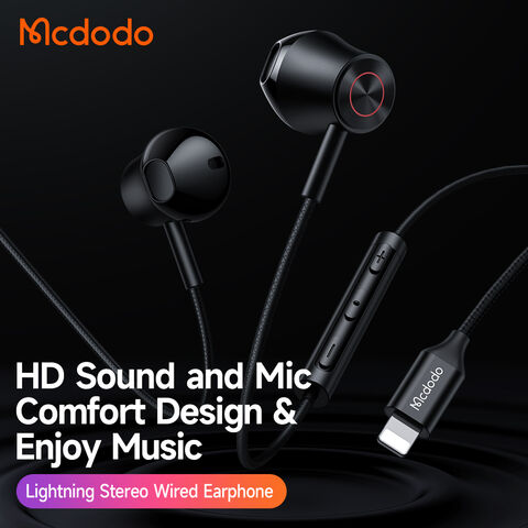 Mcdodo Wired Earphone Lightning for iPhone Mic Music Control 1.2m - Black