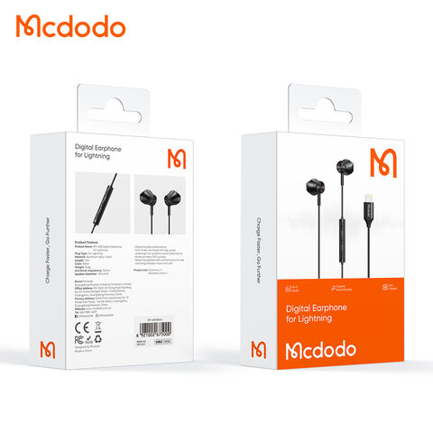 Mcdodo Wired Earphone Lightning for iPhone Mic Music Control 1.2m - Black