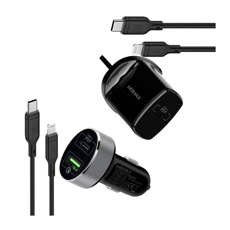 Momax Car Charger + 20W PD Fast Charger - 20W / Black