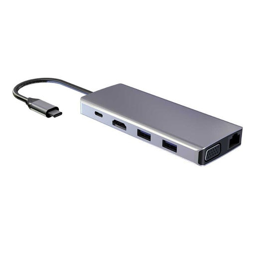 Powerology Hub 11 in 1 - USB-C / VGA / Ethernet / HDMI / Gray