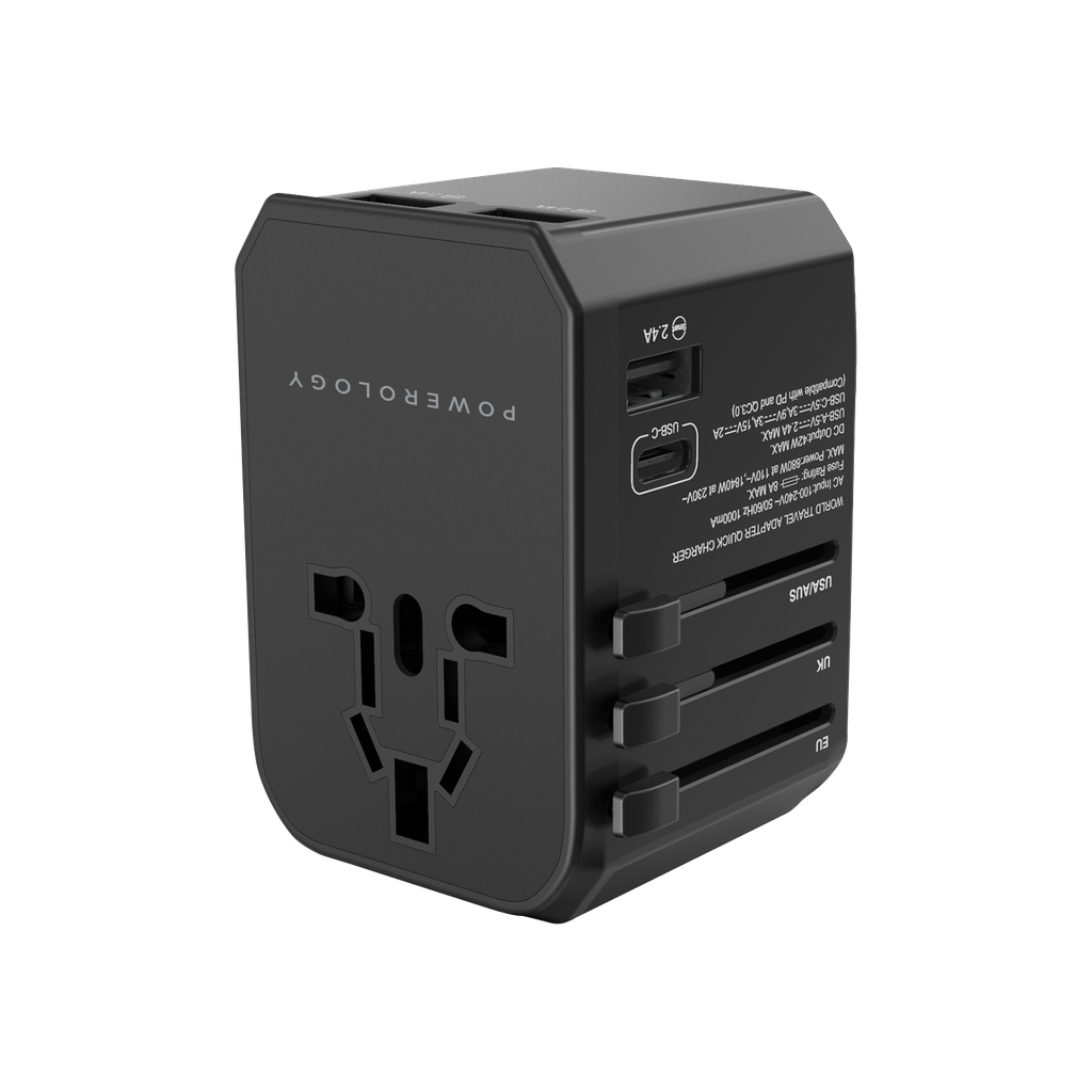 Powerology Universal Charger With TriPle USB-A Ports - Black