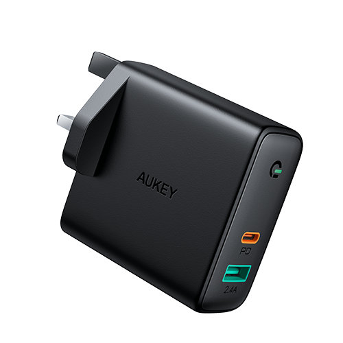 AUKEY Dual-Port Wall Charger with Dynamic Detect - 60W / USB / Black