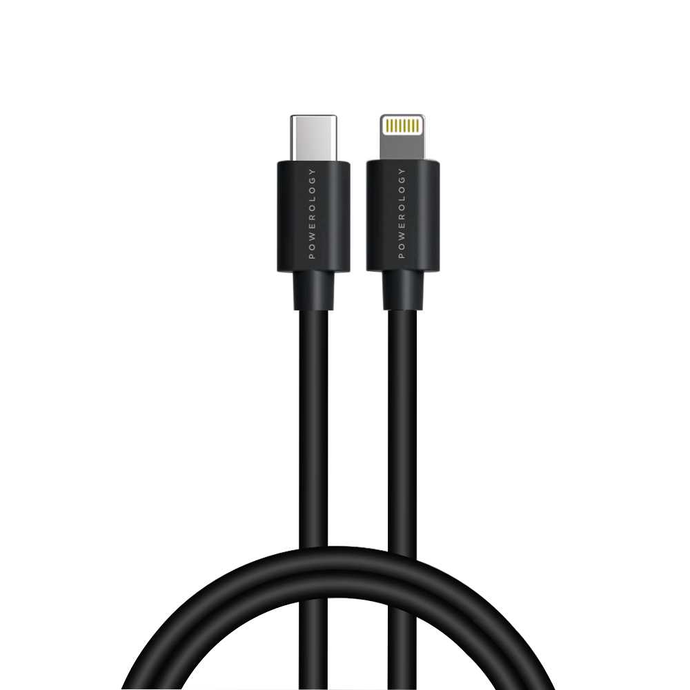 Powerology  USB-C to Lightning Connector Cable 0.25m – Black