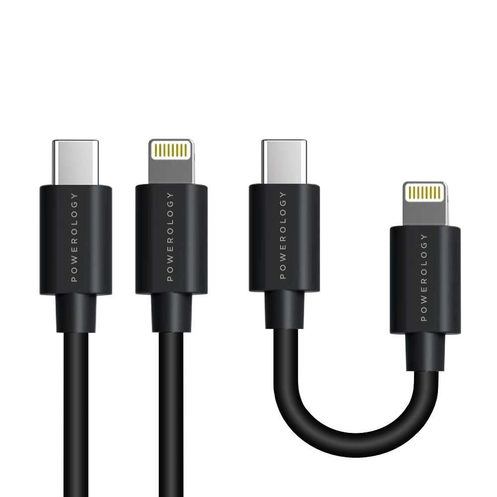 Powerology  USB-C to Lightning Connector Cable 0.25m – Black