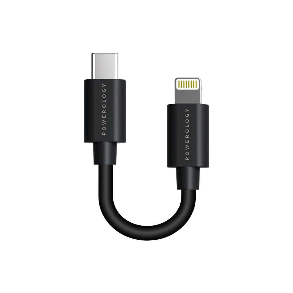 Powerology  USB-C to Lightning Connector Cable 0.25m – Black