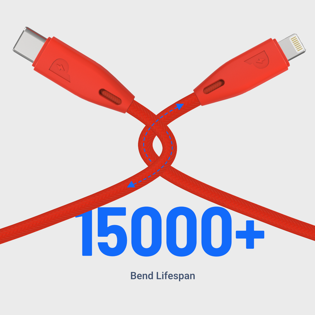 Powerology Braided USB-C to Lightning Cable - 1.2m / Red