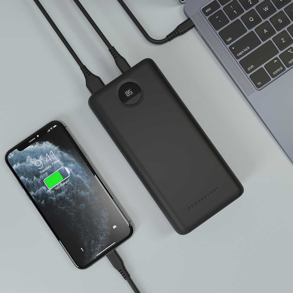 Powerology Portable Power Bank Fast Charging - 30000mAh / 45W / Black