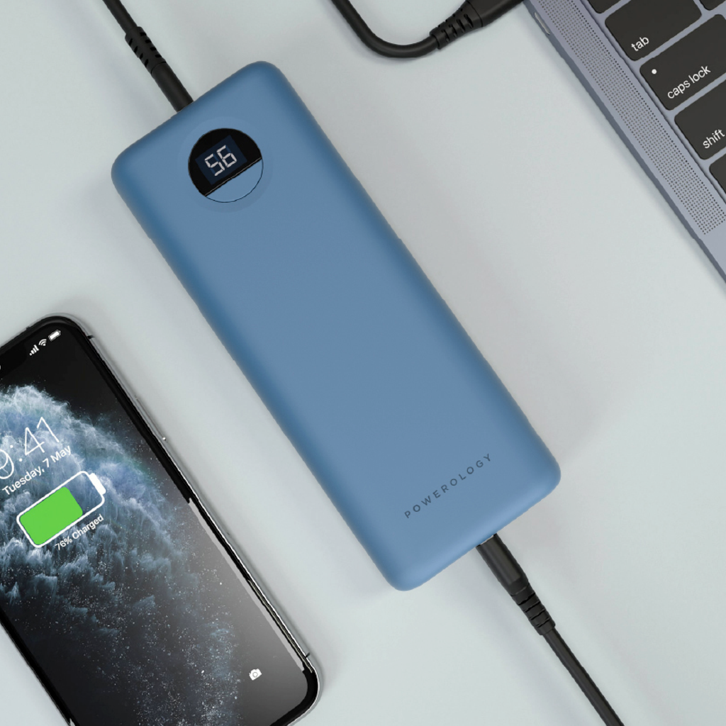 Powerology Portable Power Bank Fast Charging - 30000mAh / 45W / Blue