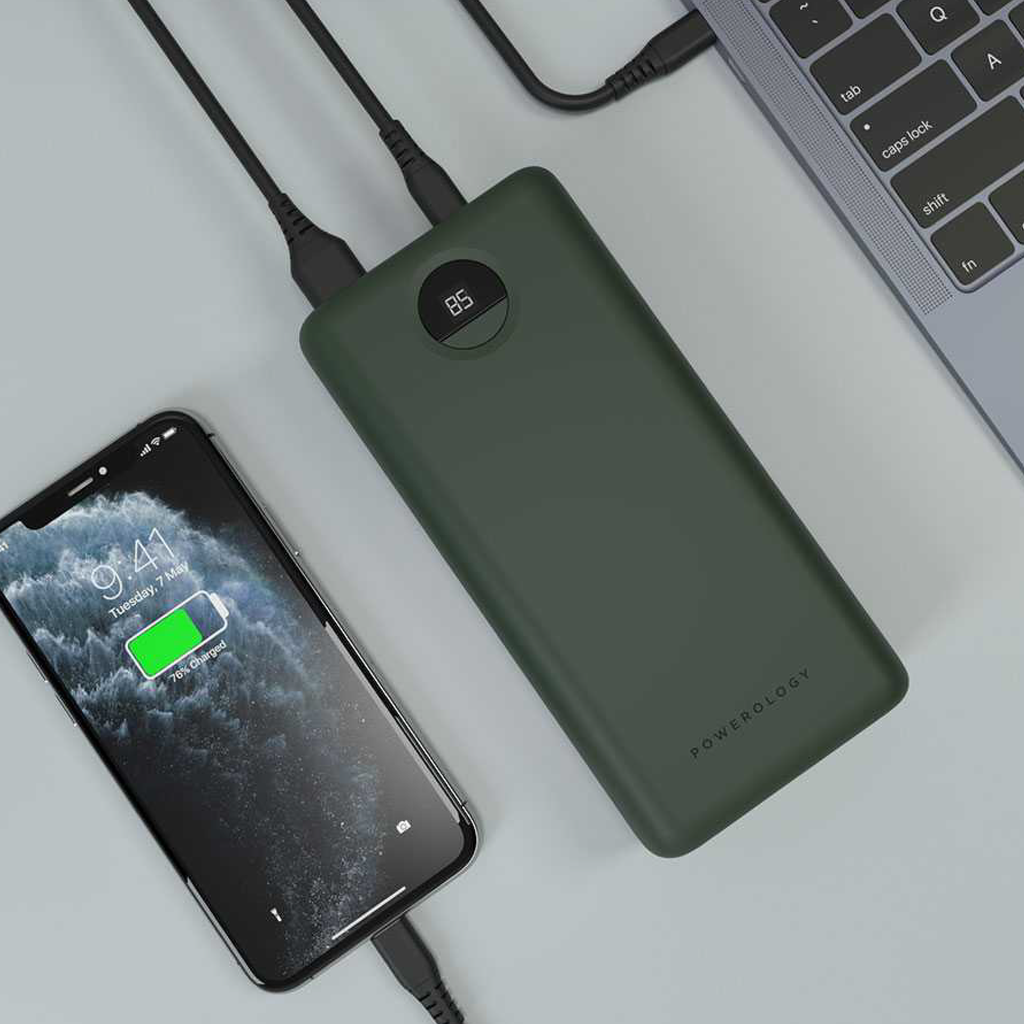 Powerology Portable Power Bank Fast Charging - 30000mAh / 45W / Green