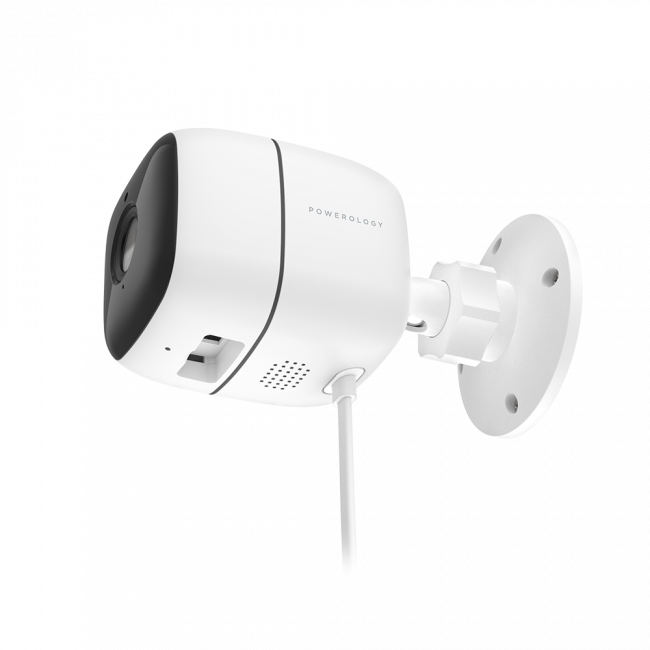 Powerology WiFi Smart Outdoor Camera 110 Wired Angle Lens Camera - White