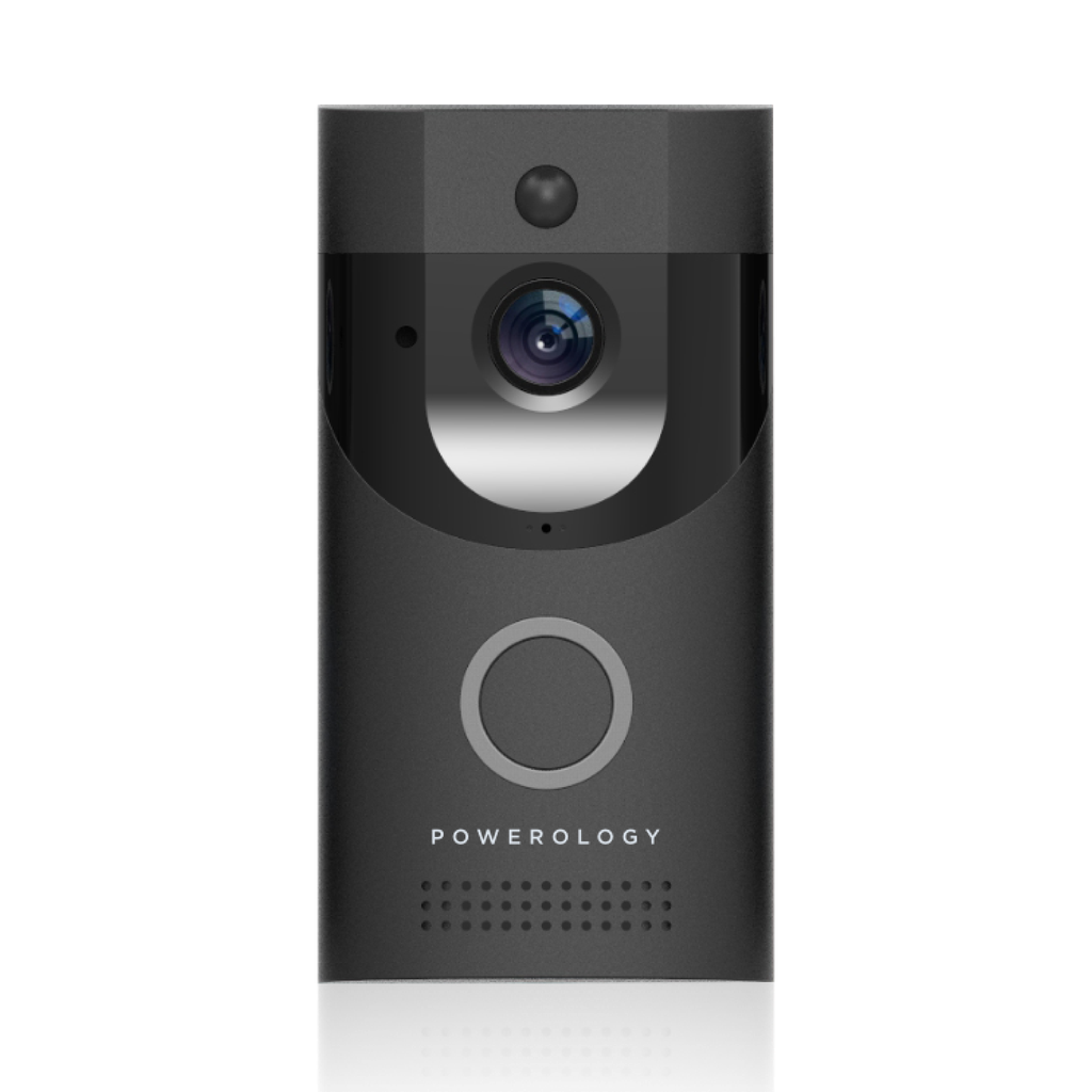 Powerology Smart Video Doorbell With Night Vision And Motion Sensor - Black