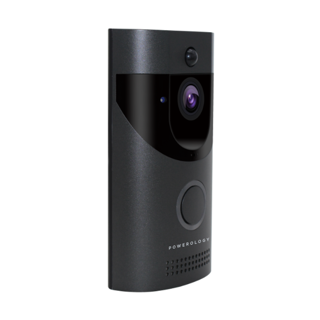 Powerology Smart Video Doorbell With Night Vision And Motion Sensor - Black