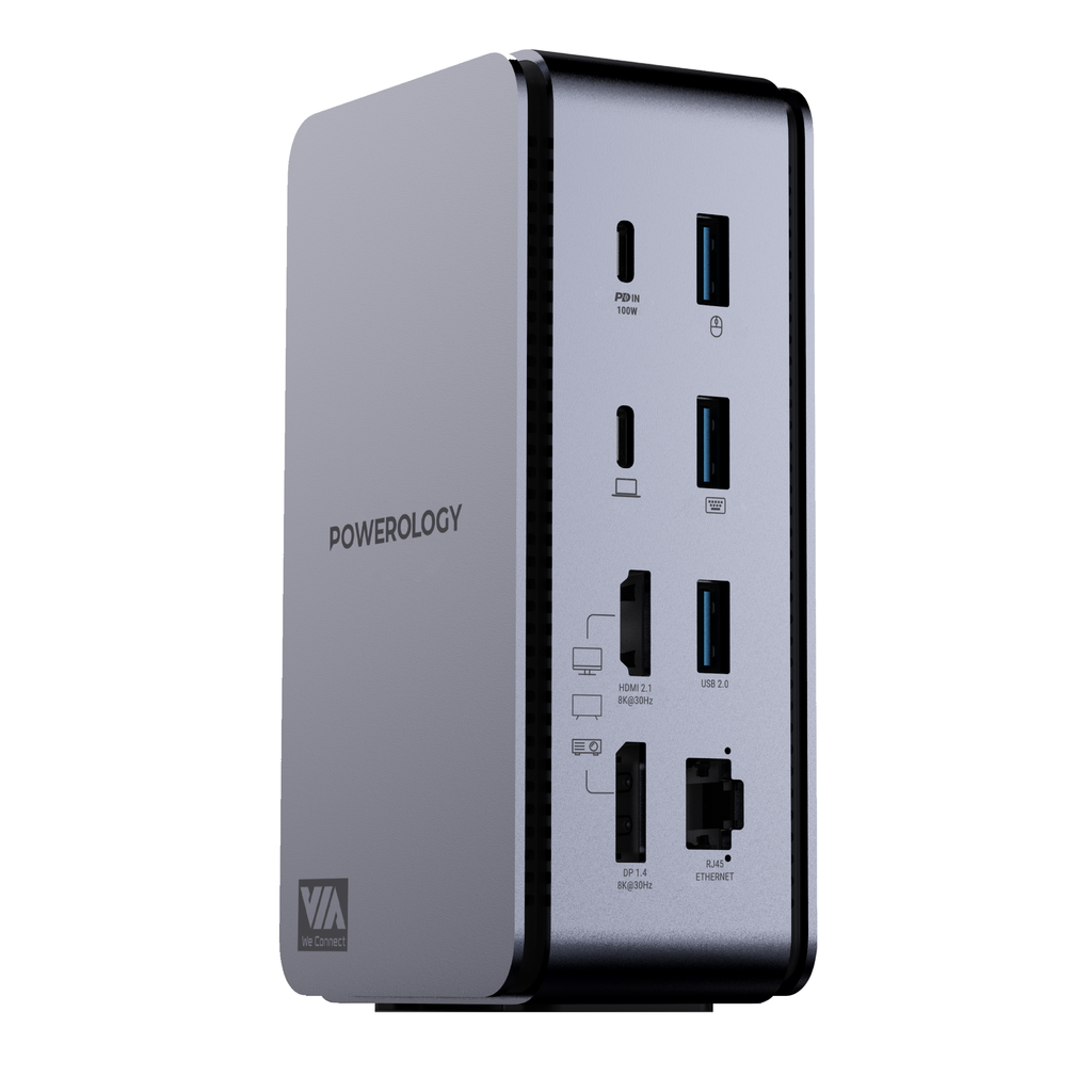 Powerology 15 In 1 Dual Dock Station - 100W / Gray