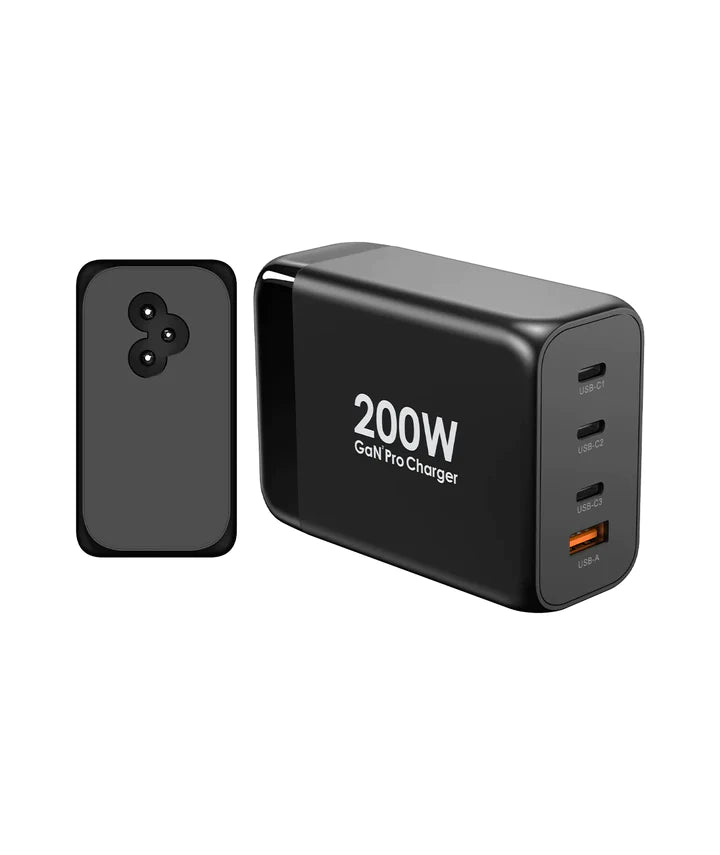 Powerology GaN Smart Charging Terminal - 200W / USB-C / USB-A / Black