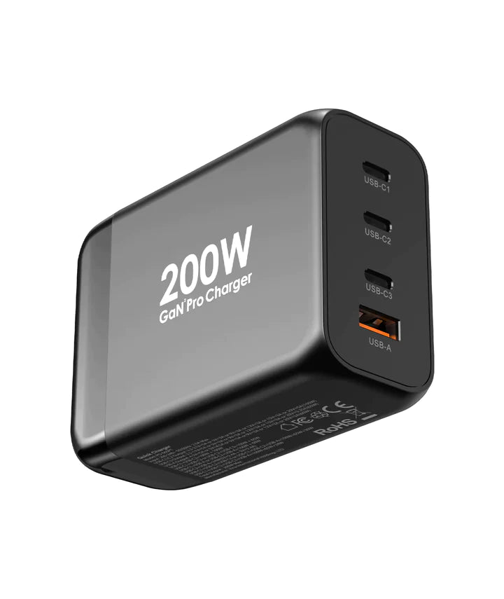 Powerology GaN Smart Charging Terminal - 200W / USB-C / USB-A / Black