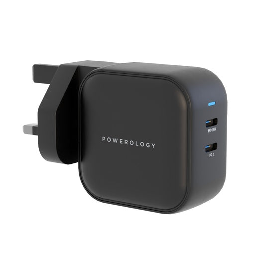 Powerology Dual Port Power Adapter World Travel Kit - 65W / USB-C / Black