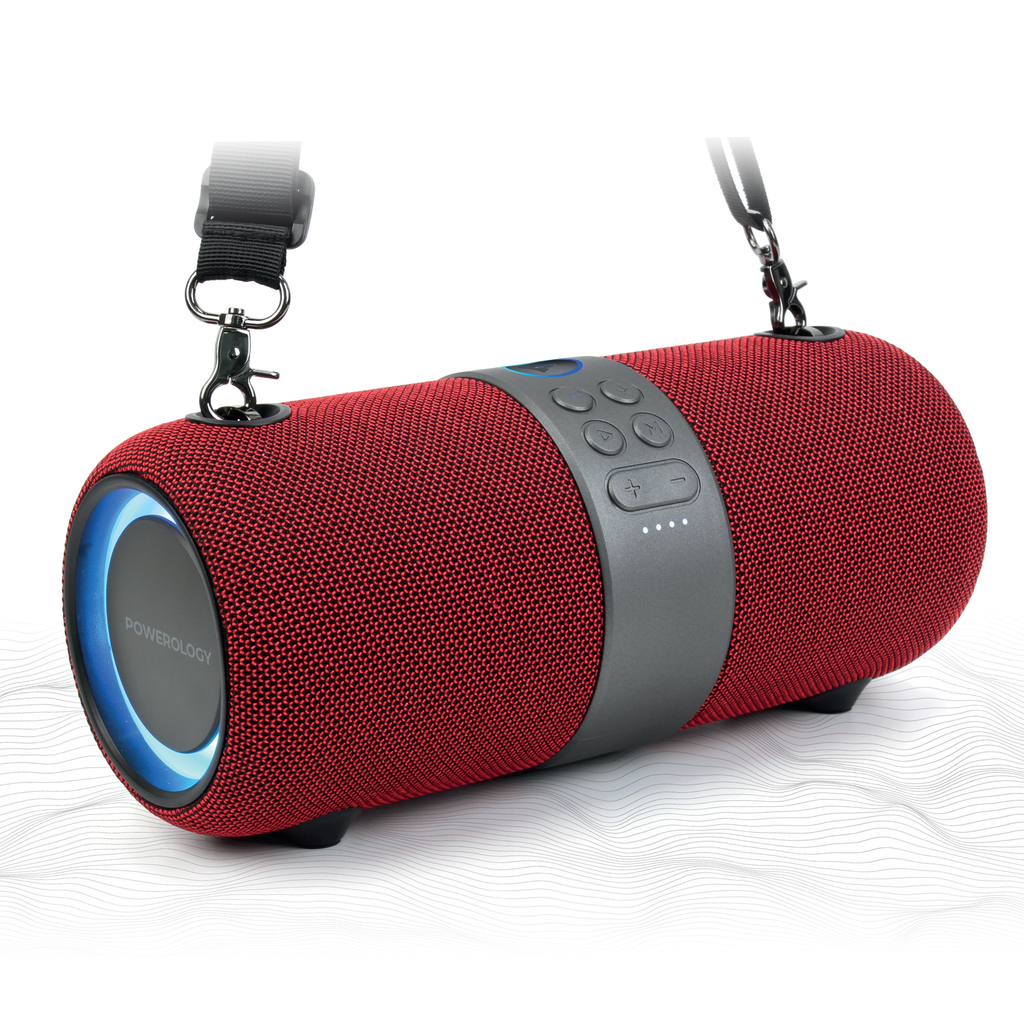 Powerology Cypher Portable Stereo Speaker – Bluetooth / 3-inch / Red