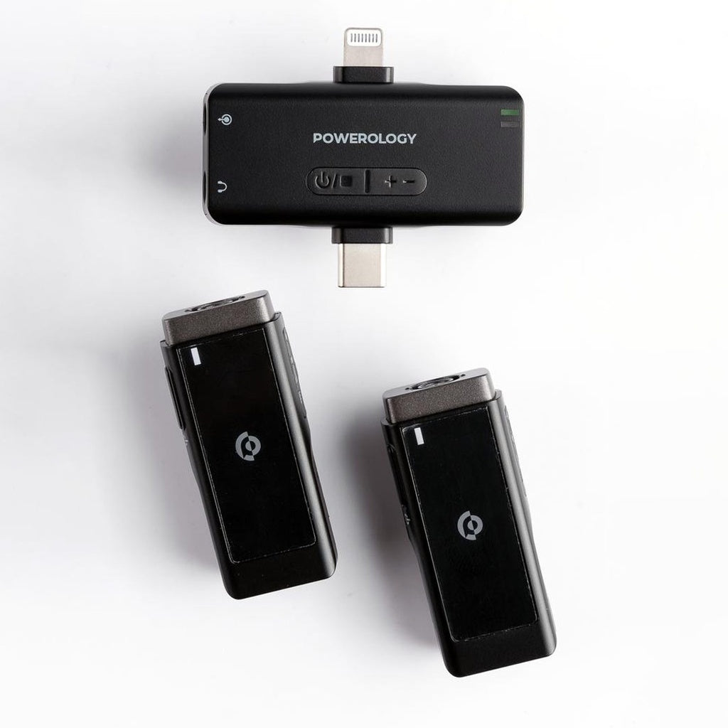 Powerology Wireless Lavalier Microphone Duo - Black