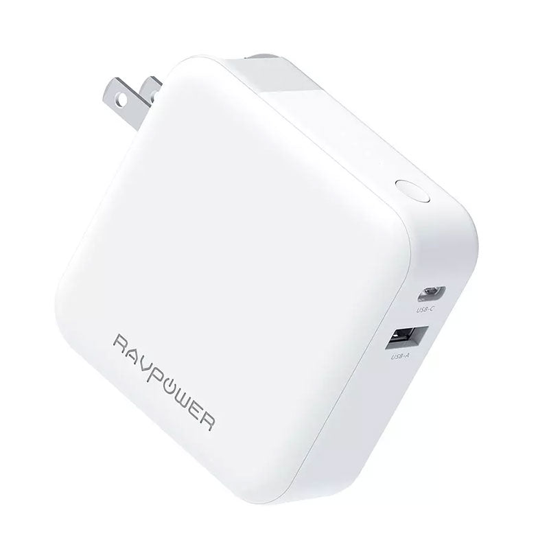 RAVPower 18W 2-Port 5000mAh 2-in-1 Wall Charger & Portable Charger RP-PB101 – White