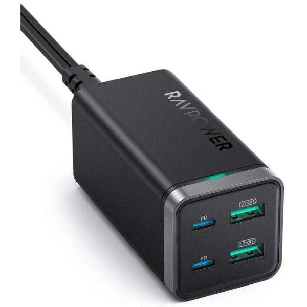 RAVPower RP-PC136 PD Pioneer 65W 4-Port Wall Charger UK black offline