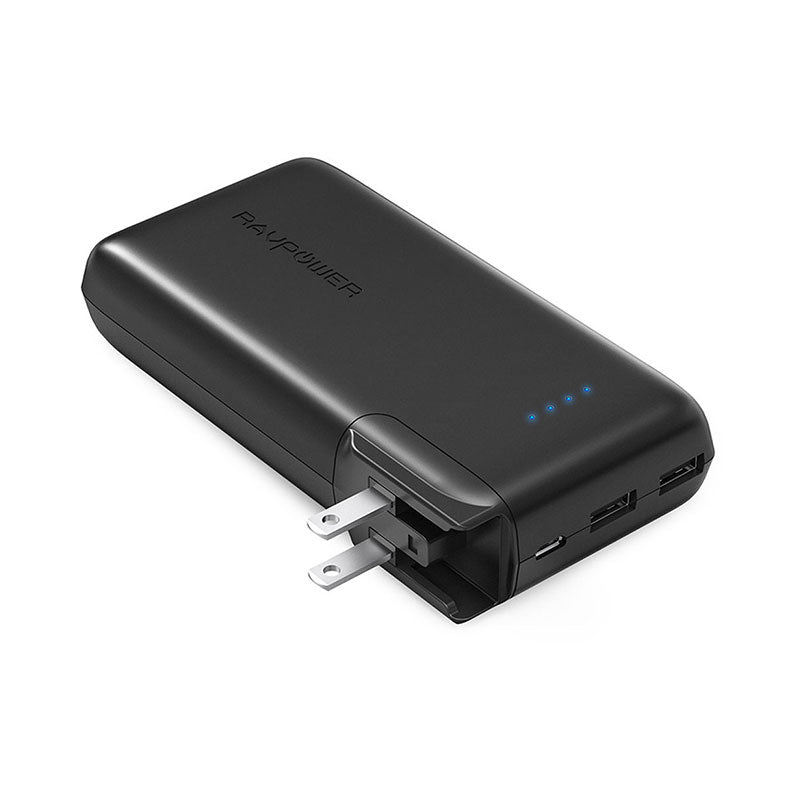 RAVPower Savior Series 10000mAh Portable Charger Power Bank with AC Plug RP-PB066 – Black