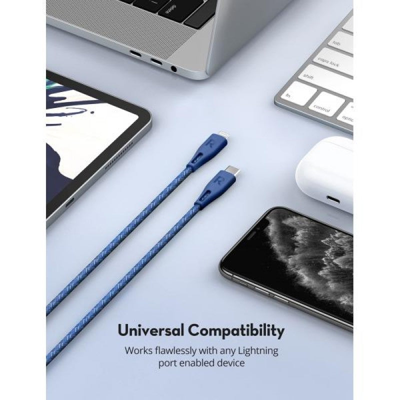 RAVPower Type-C to Lightning Cable 1.2m - Nylon Blue