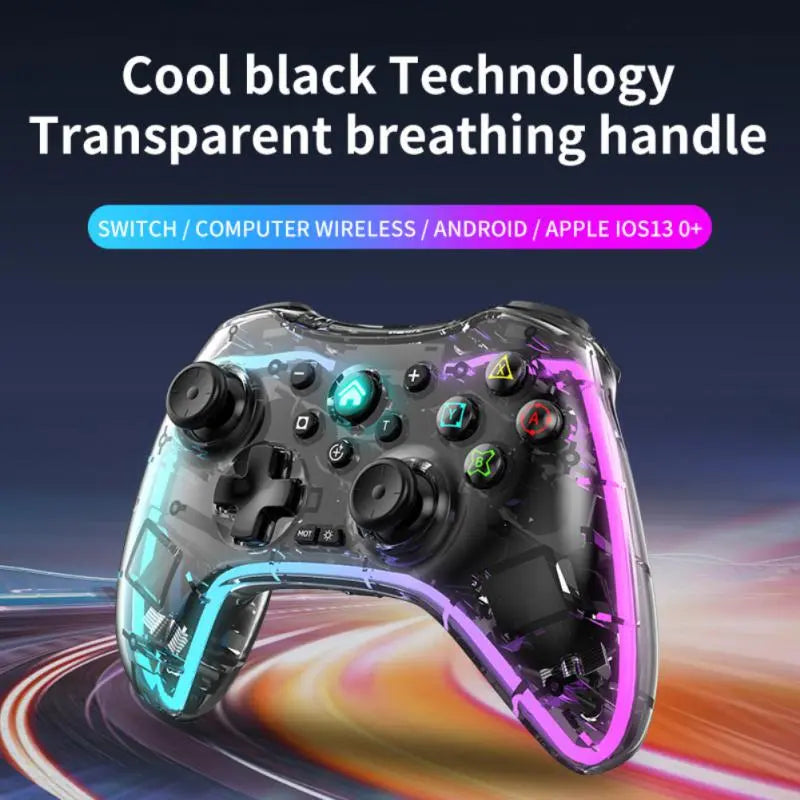 Wirless Gaming Controller Transparent Adjustable RGB S03