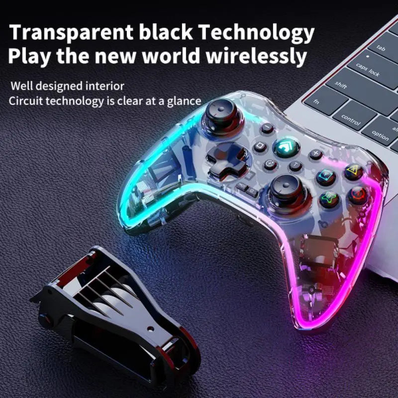 Wirless Gaming Controller Transparent Adjustable RGB S03