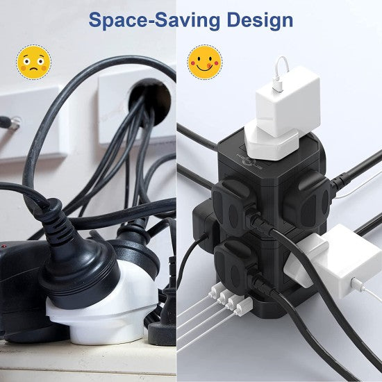 Stacked Multi-purpose Power socket with 2 USB-A Slots & 1 PD 30W USB-C Slot Detachable